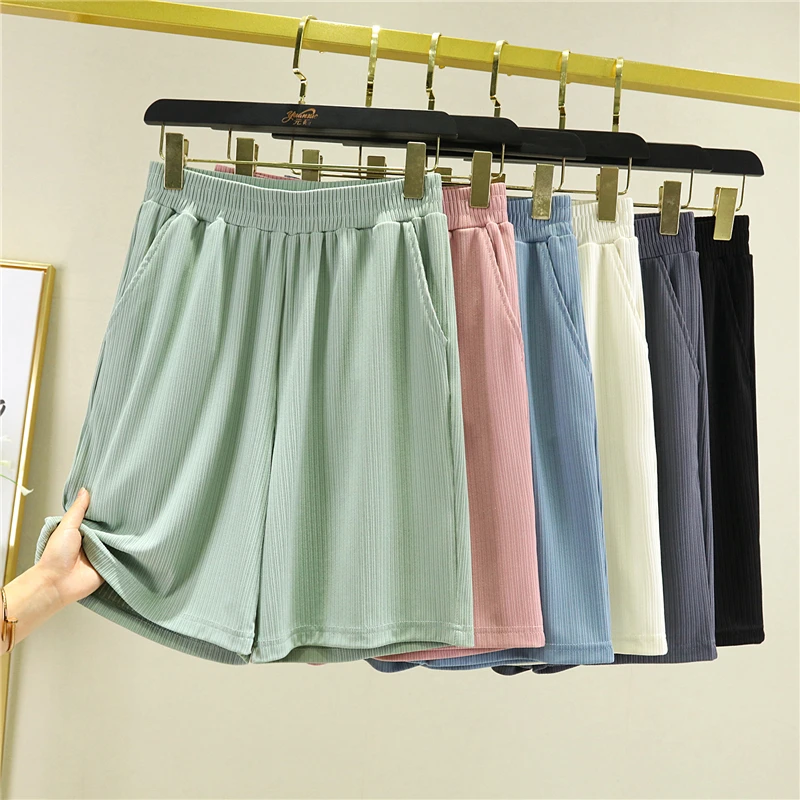 

Прямые брюки из ледяного шелка с высокой талией, широкие брюки, легкие женские летние повседневные брюки свободного покроя