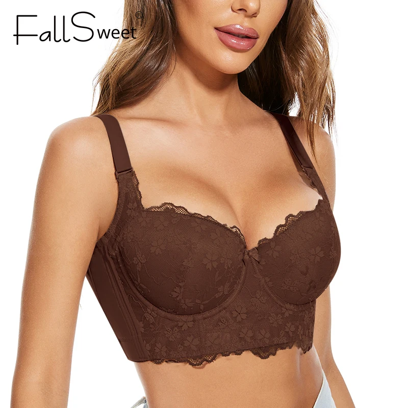 FallSweet Push Up Bra Add One Cup Underwire Corset Top Bustier  Bras for Women Longline Bralette