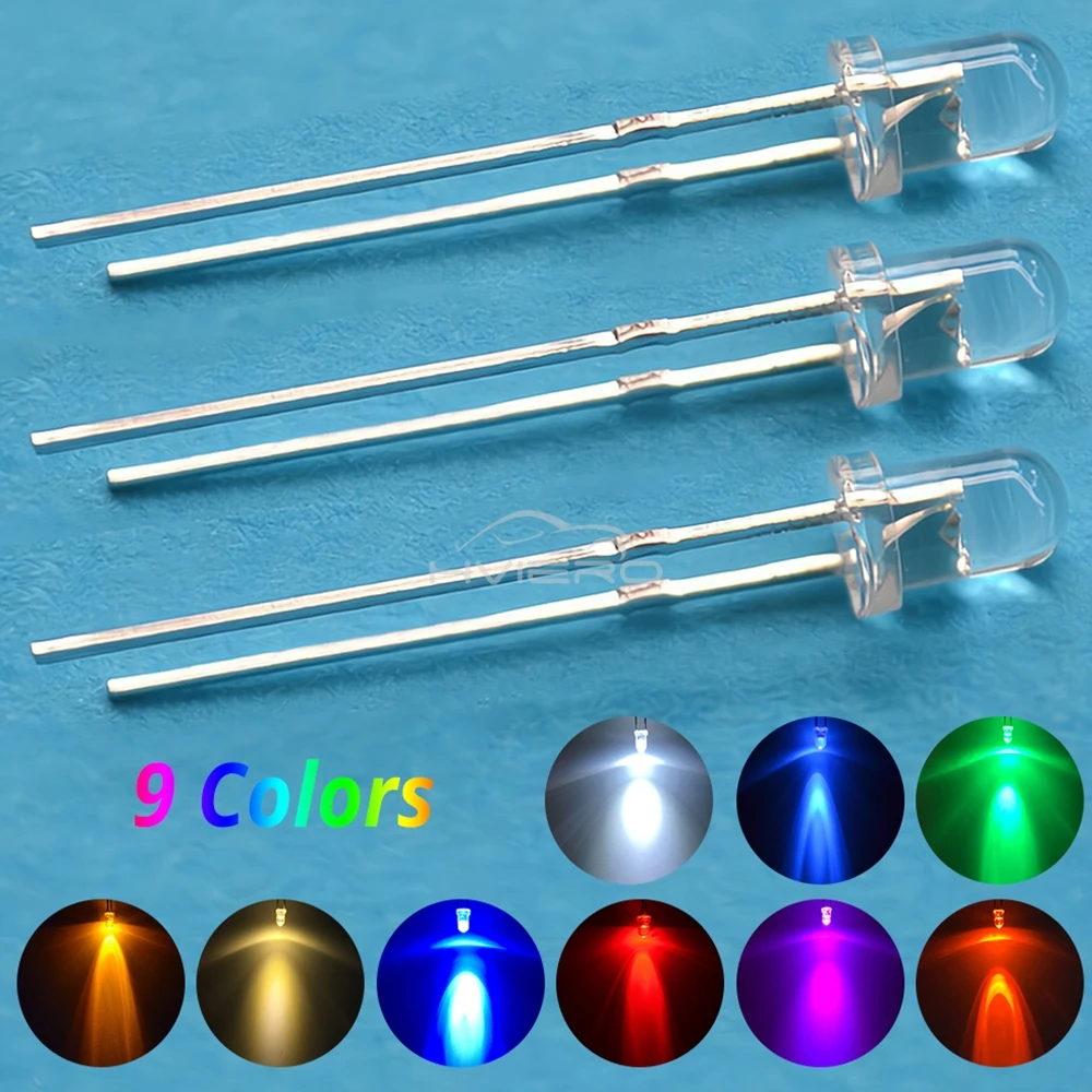 100/1000 Stuks F3 3mm Ronde LED Assortiment Kit Ultra Super Heldere Light Emitting Diodes Gloeilamp Rood groen Blauw Water Clear Diode