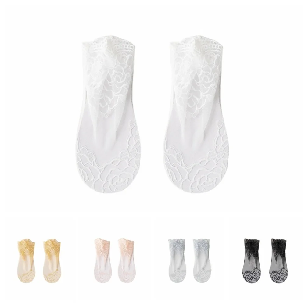 5Pairs Korean Ins Flower Mesh Lace Socks Thin Invisible Transparent Tulle Socks Breathable Hosiery Tube Socks Women Women