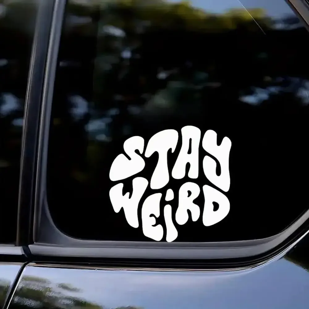 Stay Weird Retro Psychedelic Gradient Vinyl Sticker, Waterproof Hippie Style Decal for Car Window Bumper Laptop Water Bottle