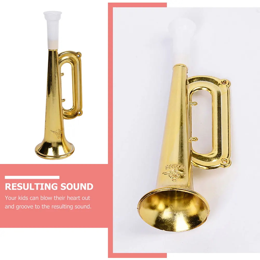 

10 Pcs Golden Cheering Trumpet Props for Sports Events Party Accessories Kids Musical Instruments Bulk Toy Trumpets Wear