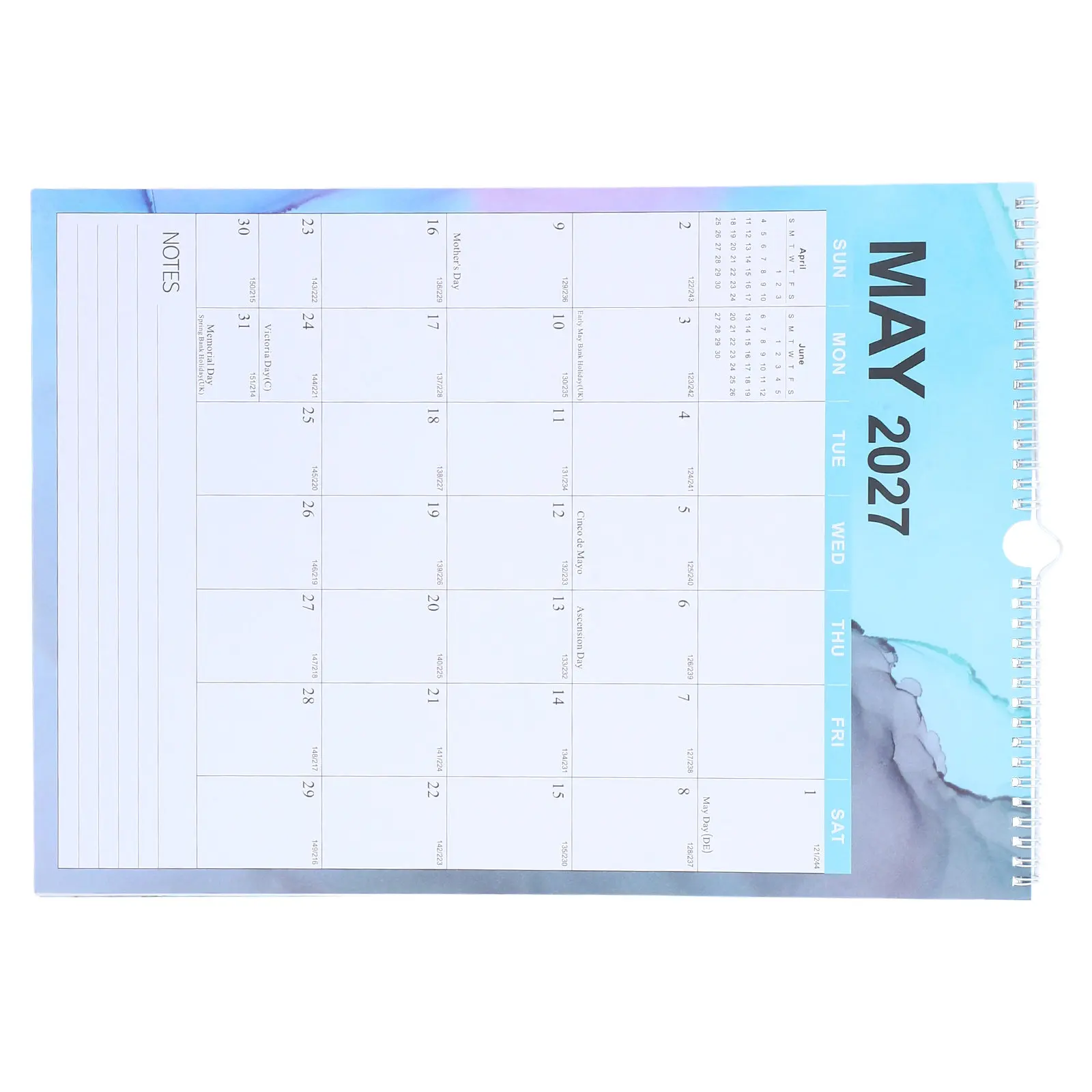 

2026 Wall Calendar Hanging 18 Month Twin Wire Bound English Vertical Calendar Holiday Planner Yearly Organizer Office Home