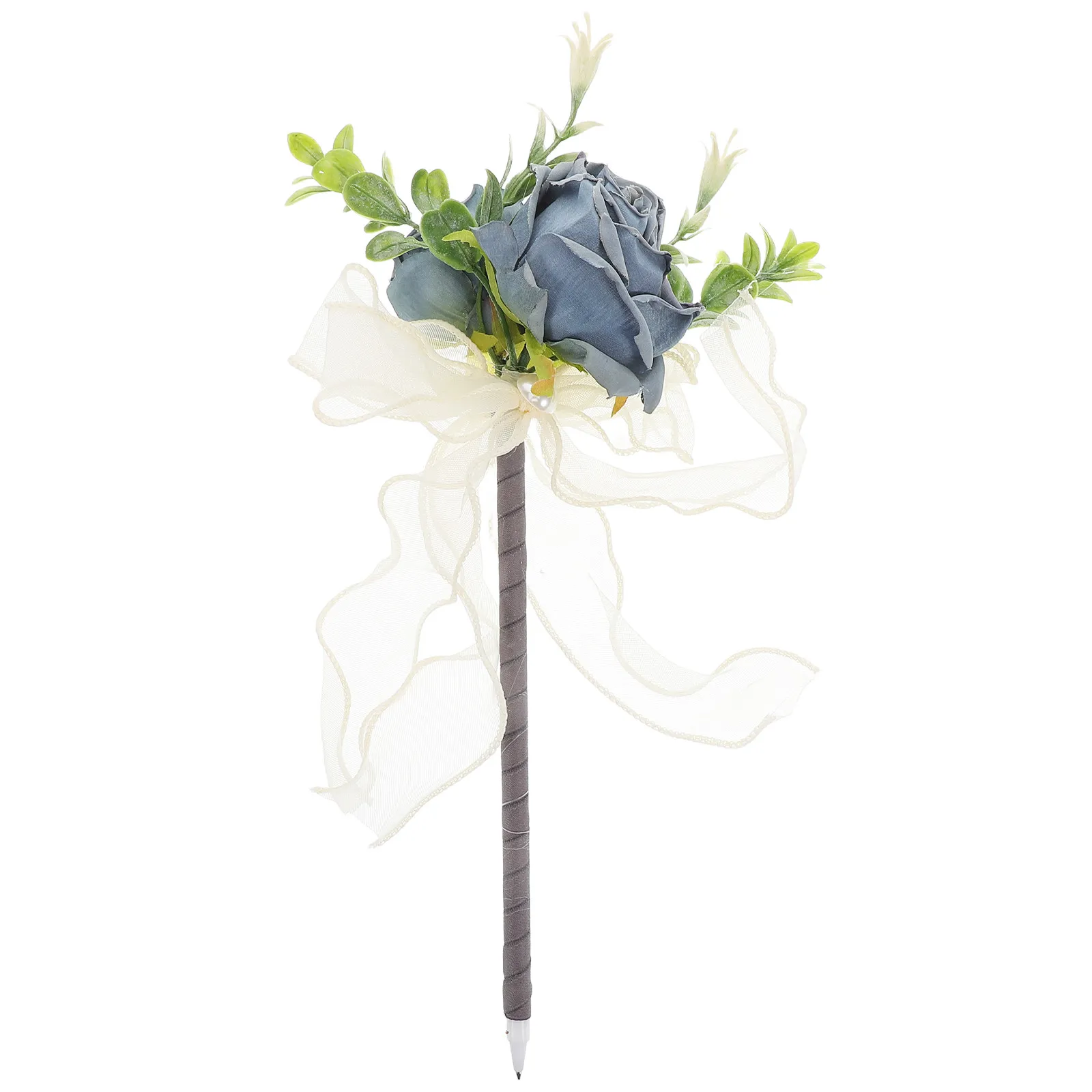 

Floral Ballpoint Shaped Black Ink Smooth Flow Artificial Rose Design Elegant Writing Tool for Valentine's Day Wedding