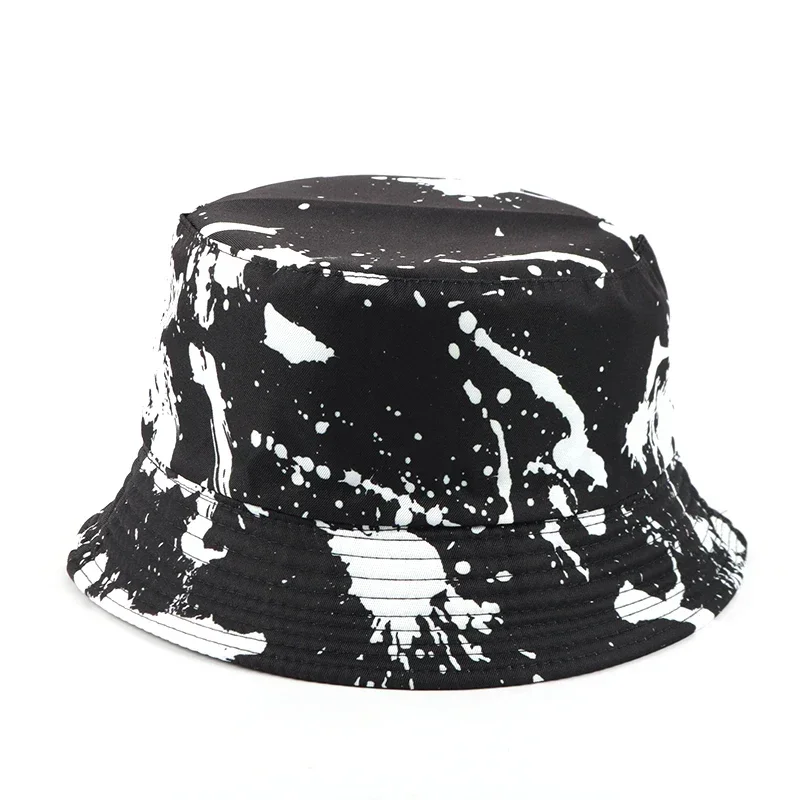 Double-sided Basin Hat Shade Graffiti Fisherman Cap Unisex Flat Top Visor Caps Tie-dye Bucket Hats Outdoor Hat Hip Hop