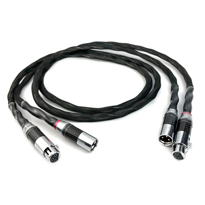 Hi-end XLR kabel zbalansowany srebro wzmacniacza HiFi interkonekt Audio wtyczka z włókna węglowego 16AWG