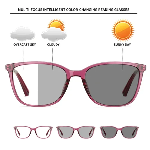 Imagen 2 del producto VICKI-gafas fotocromáticas clásicas para mujer, lentes de lectura progresivas multienfoque, antiluz azul, hipermetropía, graduadas