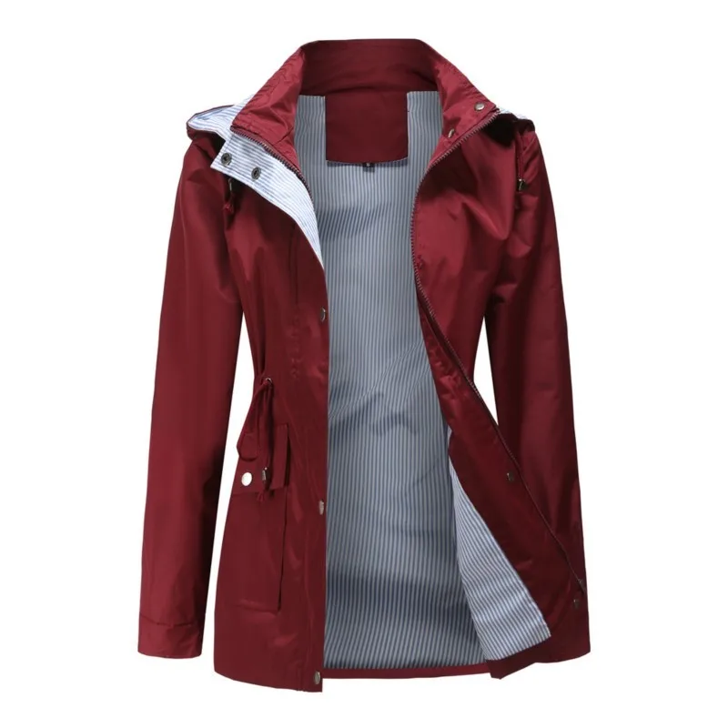 Autumn Winter Women Hooded Windbreaker Hiking Jacket Outdoor Jackets Long Sleeve Waterproof Coat  Office Fashion Outwear S-3XL