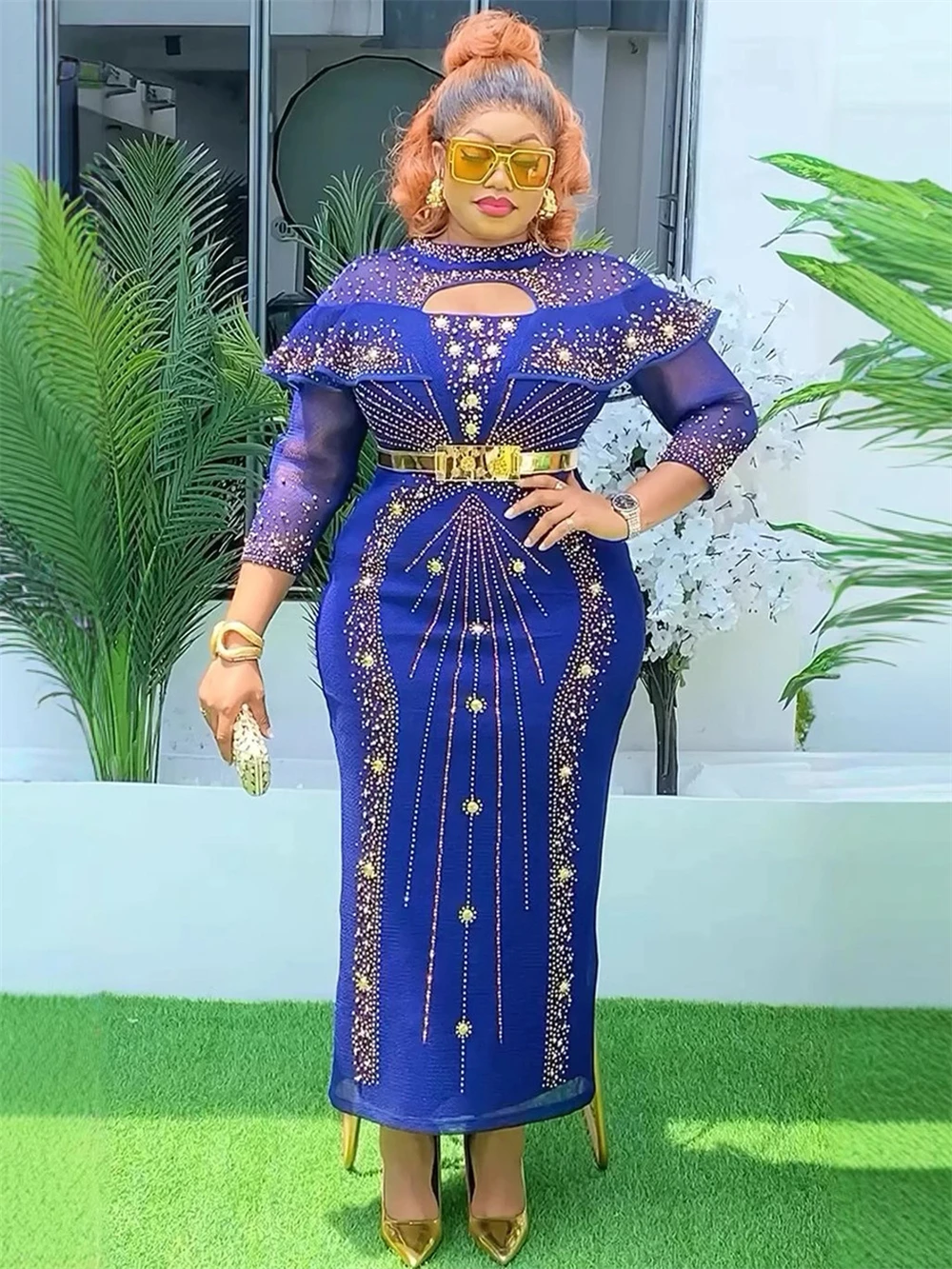 Vestidos de diamante de luxo para mulheres elegante festa de casamento vestido de noite africano dashiki outfits 2025 vestido de aniversário roupas femininas