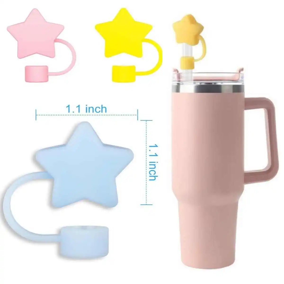 10mm Star Shape Straw Covers Cap For Stanley Cup Tumblers Accessories Dust-Proof Reusable Stopper For Straws Tip Lids