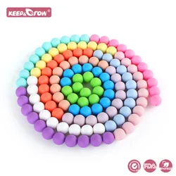 50Pcs 15mm Silicone Beads Food Grade Round Beads Baby Teething DIY Pacifier Chain Necklace Chewable Nursing Baby Teether Toys