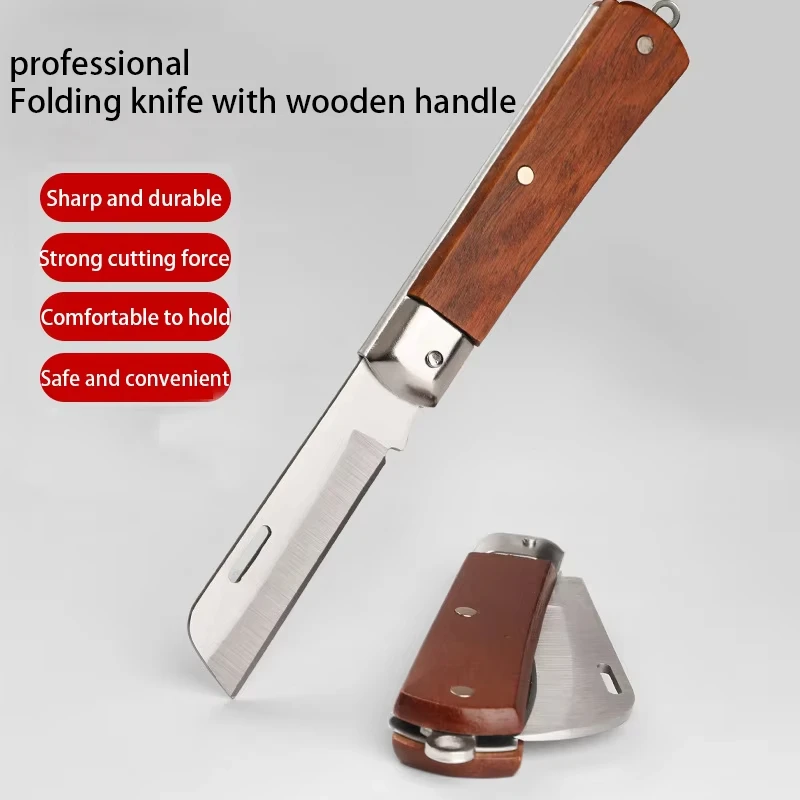 Electrician Knife Stainless Steel Straight Bend Blade Pocket Folding Camping Survival Cable Cutter Motorcycle Repair Tools
