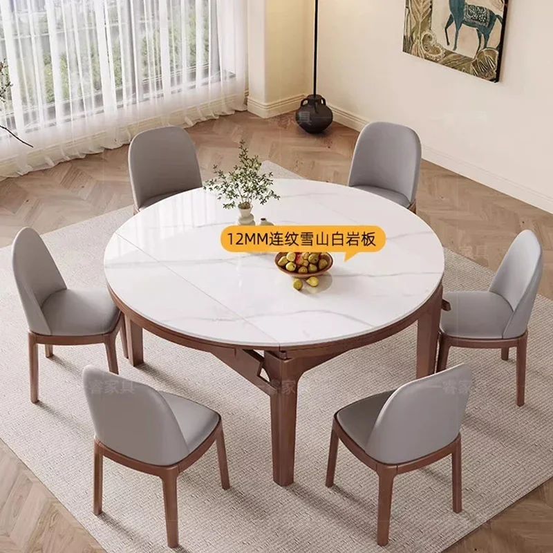 Dining Table Round Rectangular Extendable Service Ceramic Tables Multifunction Home Furniture Cafe Esstisch Modern Rooms LT