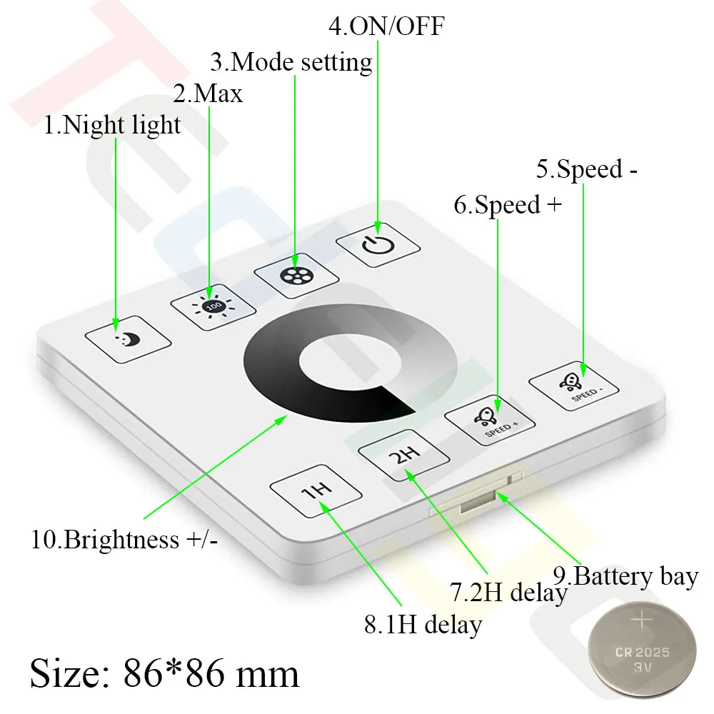 Tedeligo LED Dimmer Switch,433MHz 12V 24V 30A Regulator Adjustable Brightness Controller Wireless Wall Switch,for LED Strip,Lamp