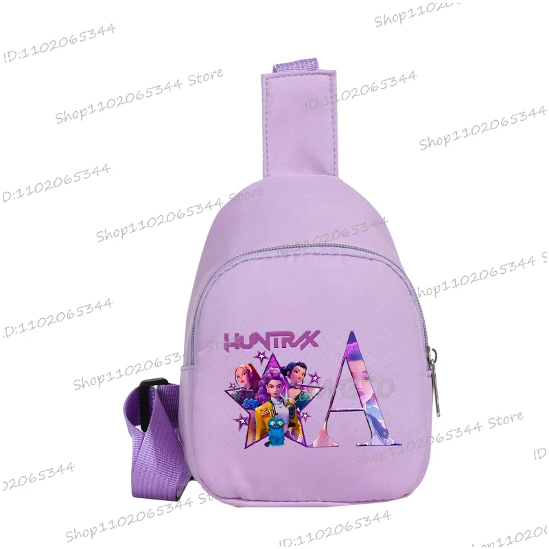 Tas Dada Anak Baru Motif Anime Kartun Alfabet, Tas Selempang Diagonal Modis untuk Anak Perempuan dan Laki-laki, Tas Dada Kasual Kartun