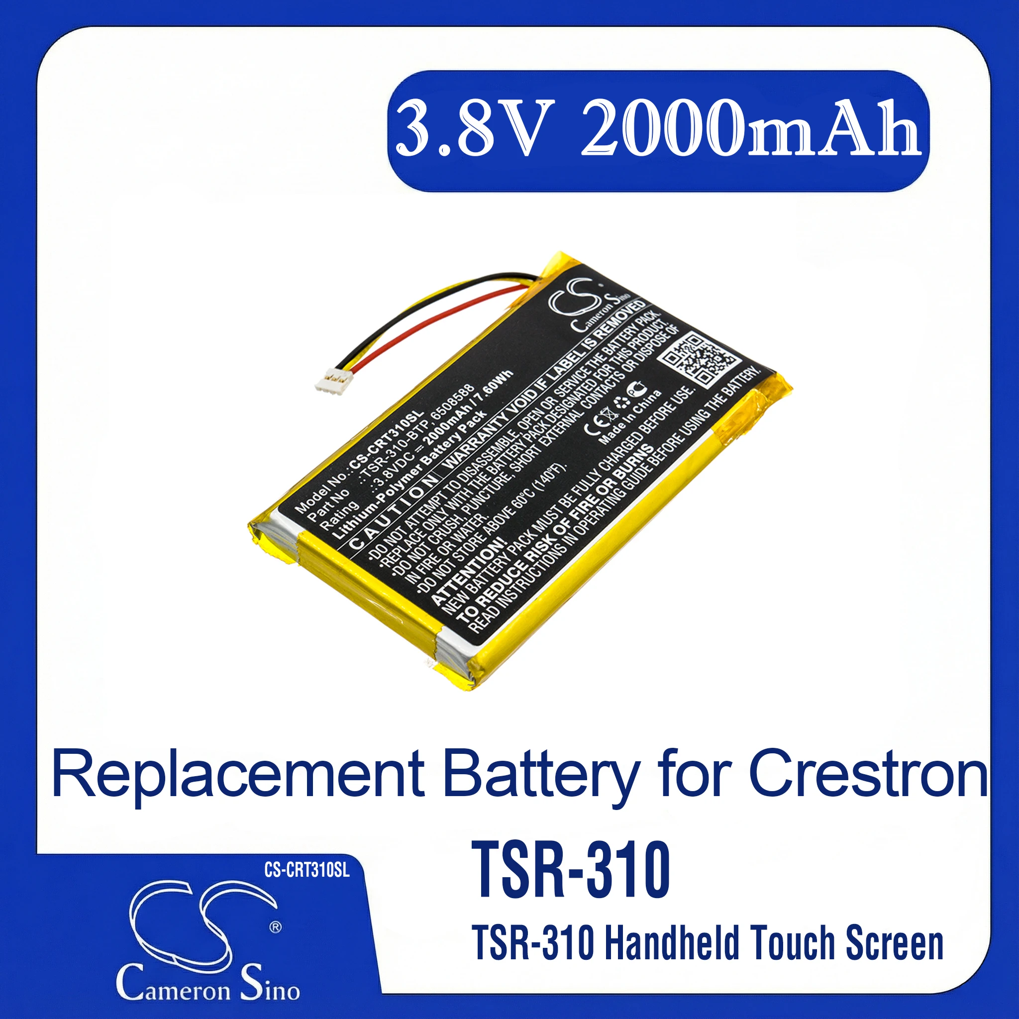 

Cameron Sino Replacement Battery for Crestron TSR-310, TSR-310 Handheld Touch Screen , Fits P/N 6508588,TSR-310-BTP