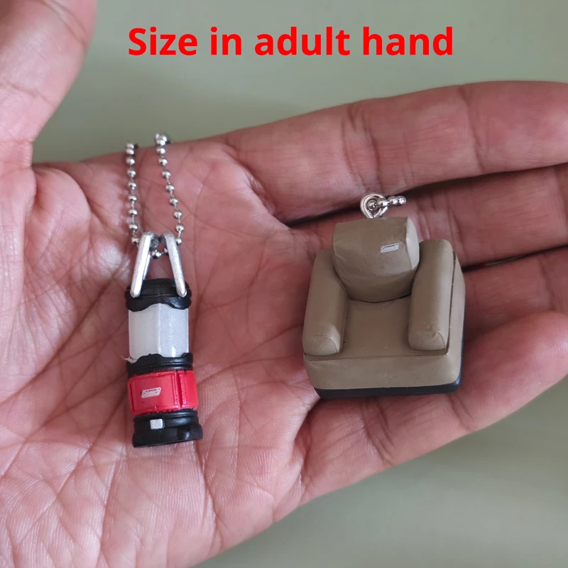 Original Miniature Realistic Camping Equipment Tent Sleeping Bag Sofa Baking Tray Folding Chair Figure Model Pendant Toy Gift