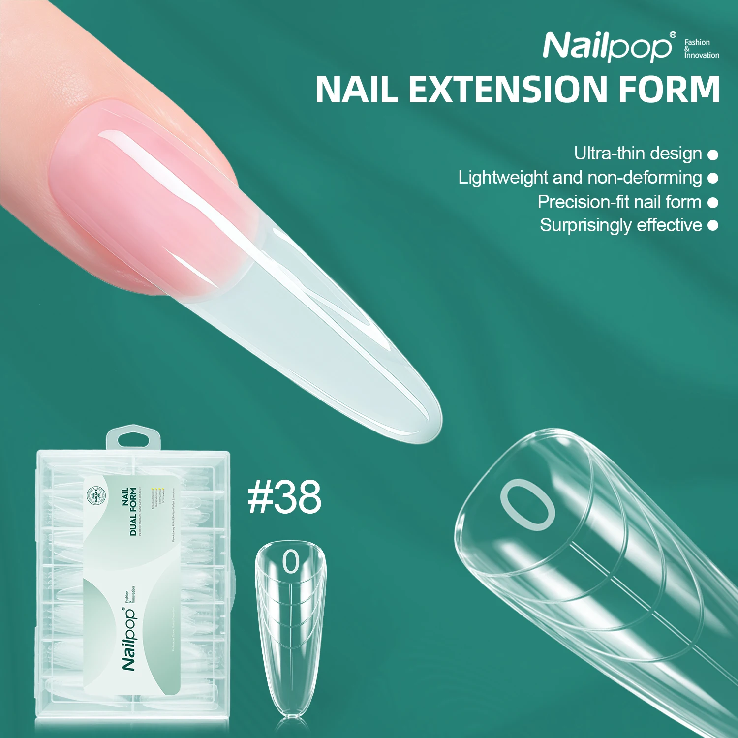 Nailpop Nail Dual Form Sandwich Nails Forms 14 مقاسًا قالب أظافر علوي وسفلي لأدوات وصلات أظافر جل البناء 70/140 قطعة #1