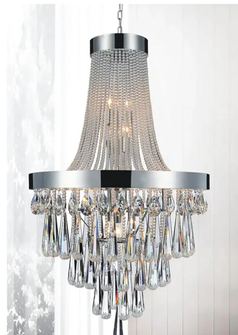 

Large Foyer Crystal Chandelier for living room Luxury Home Decor Chrome Cristal Lustre Staircase Ceiling light haning lamp