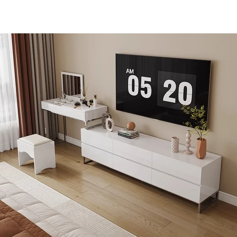 Dresser Painting TV Cabinet Combination Bedroom Dresser Simple Modern Flap Retractable Multifunctional Table