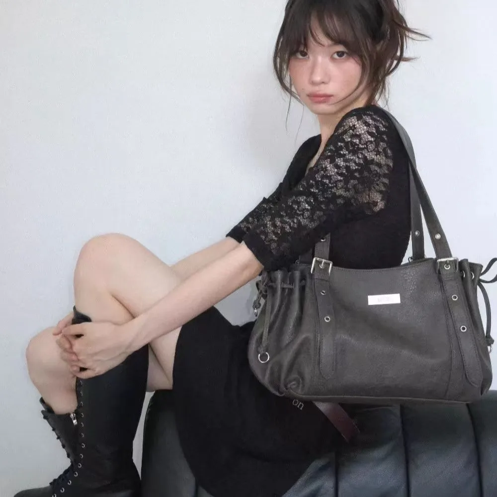 Ason 2025 New Arrival Luxury-inspired Vintage Drawstring Baguette Bag Shoulder/Underarm/Handheld Casual Women's Handbag