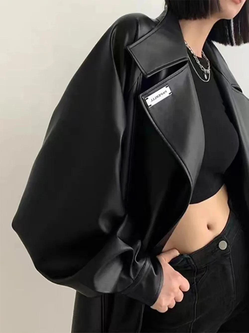 2025 Otoño Invierno chaqueta larga de cuero para mujer moda urbana chaquetas femeninas con cuello vuelto cinturón de manga completa abrigos sueltos de PU