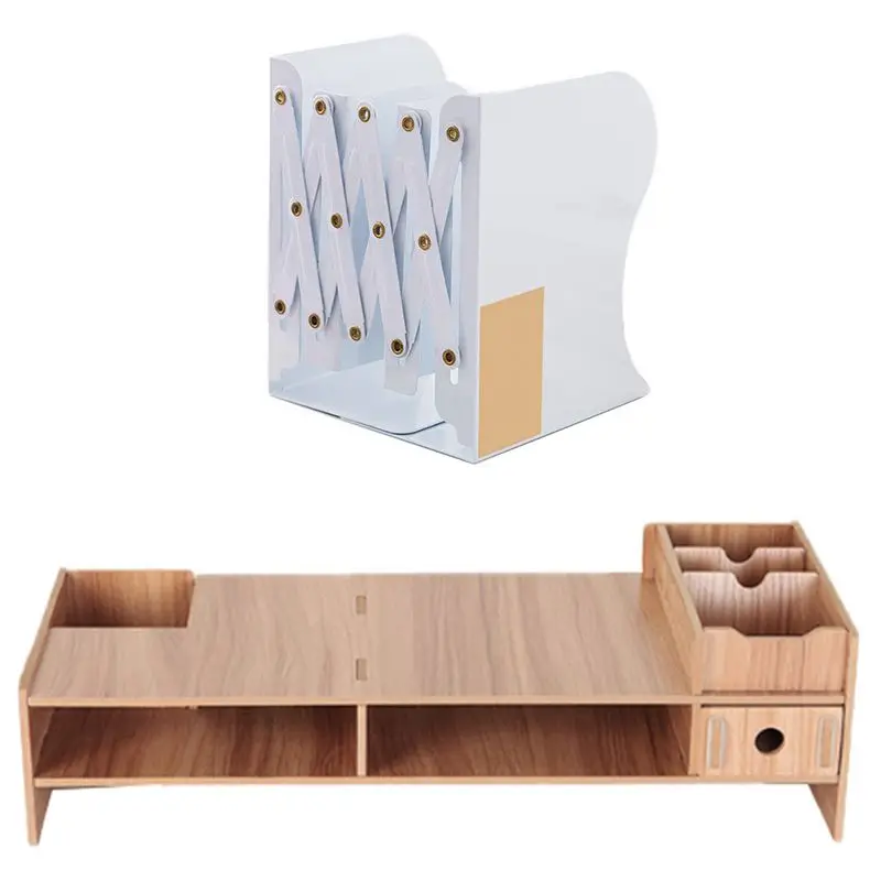 

1 шт. настольная подставка для монитора подставка для экрана компьютера и 1 шт. телескопическая складная Книжная Полка Металлический внешний вид книжная полка