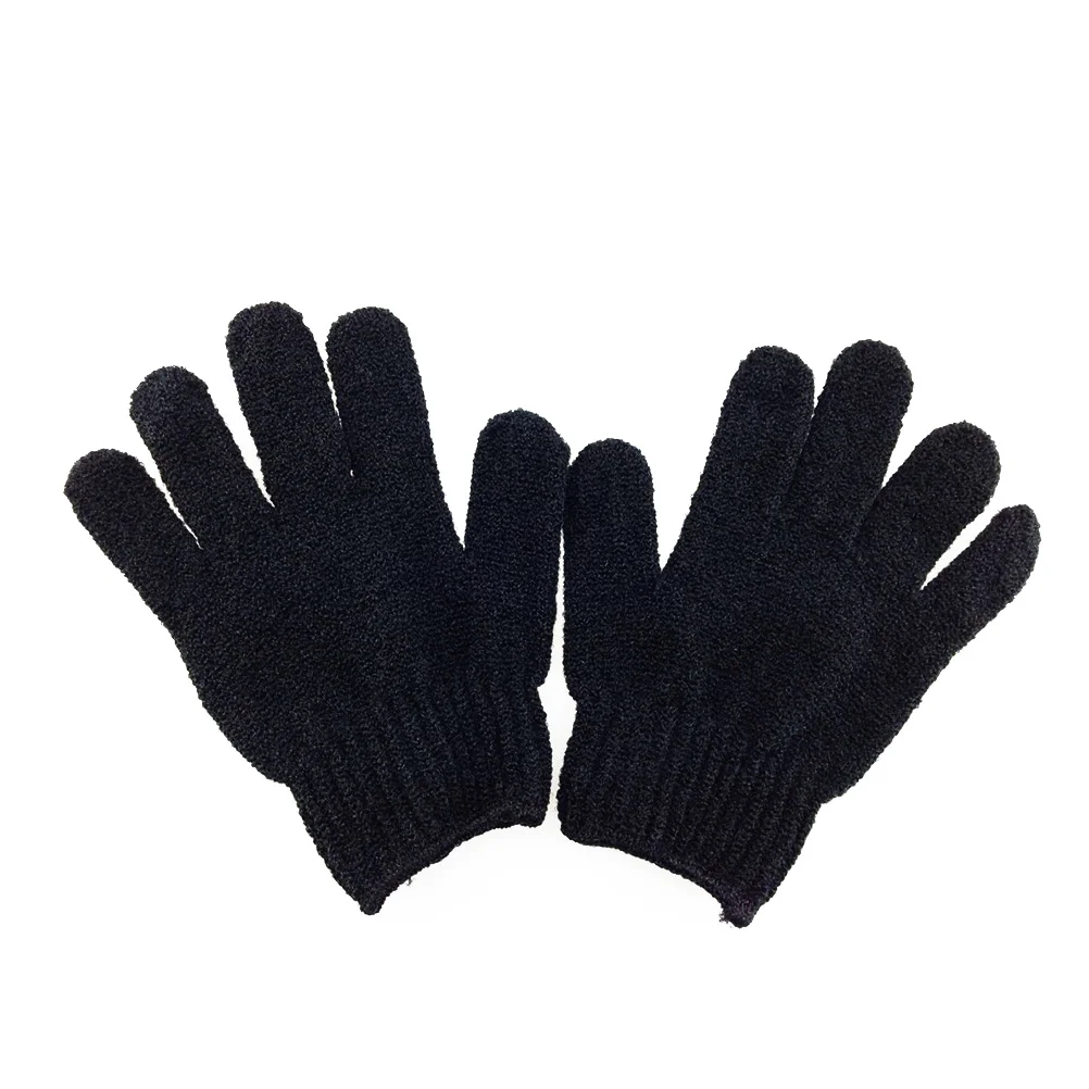 

Pair Bath Body Shower Exfoliating Gloves Black Acrylic Fibers One Size Fits Adults Remove Dead Skin Smooth Skin