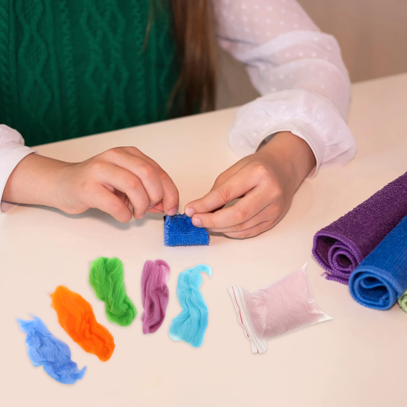 

100 Pcs Wool Felt DIY Crafts Accessories Felting Suite Kit Material Supplies Stitching Tools for Weaving Projects