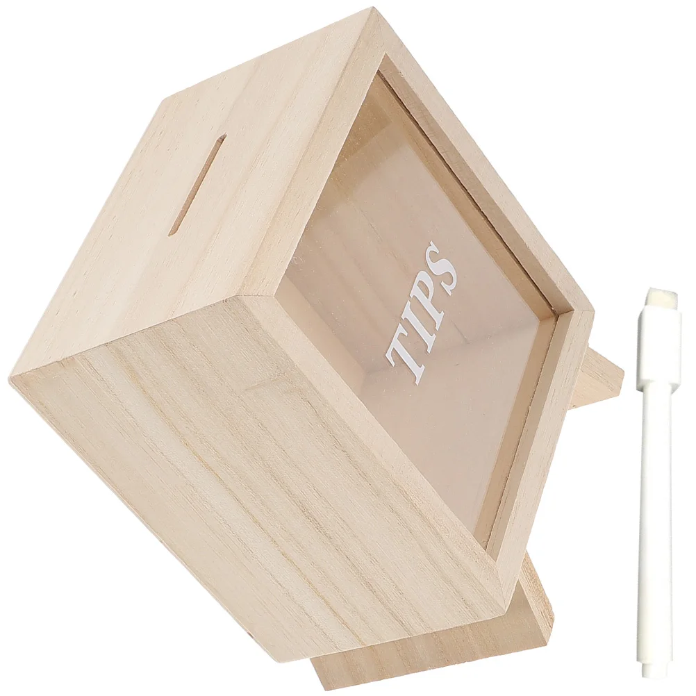 

1 set Wooden Piggy Children Savings Jar Storage Portable Money Portable Piggy Bank Box Clear Unbreakable Kids Toy Decor