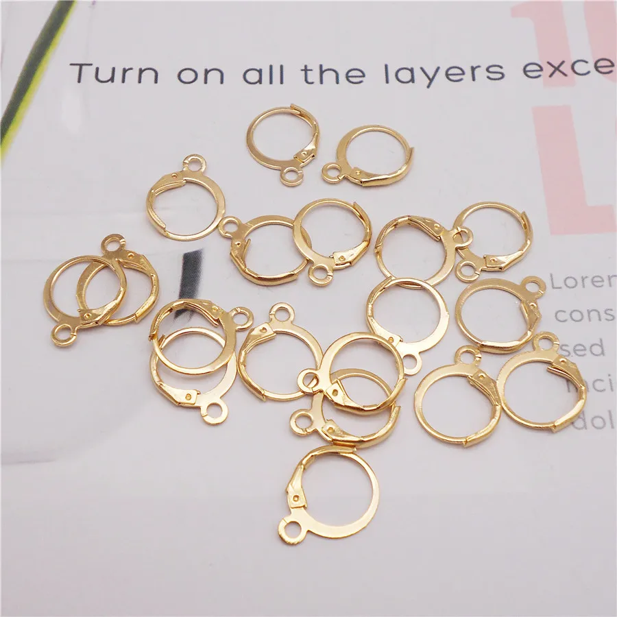 

Julie Wang 42PCS Wholesale Gold Color French Earrings Earwire Alloy Hoop Earring Clasps Fitting Ear Setting Base Jewelry Making