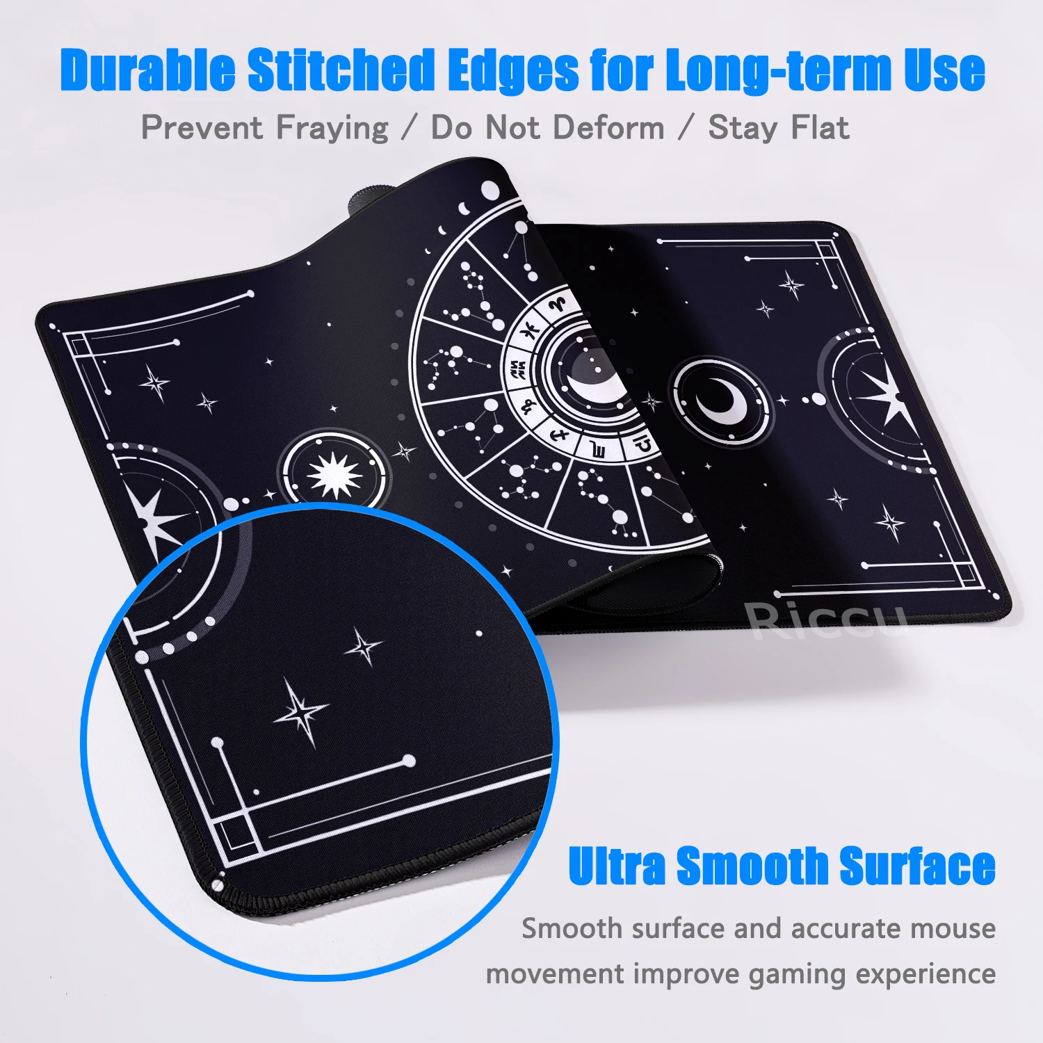 Zodiac Mousepad Moon Star Mouse Mats PC Large Gaming teclado Mouse Pad Rubber Extended Desk Mat Office accessories Black Playmat