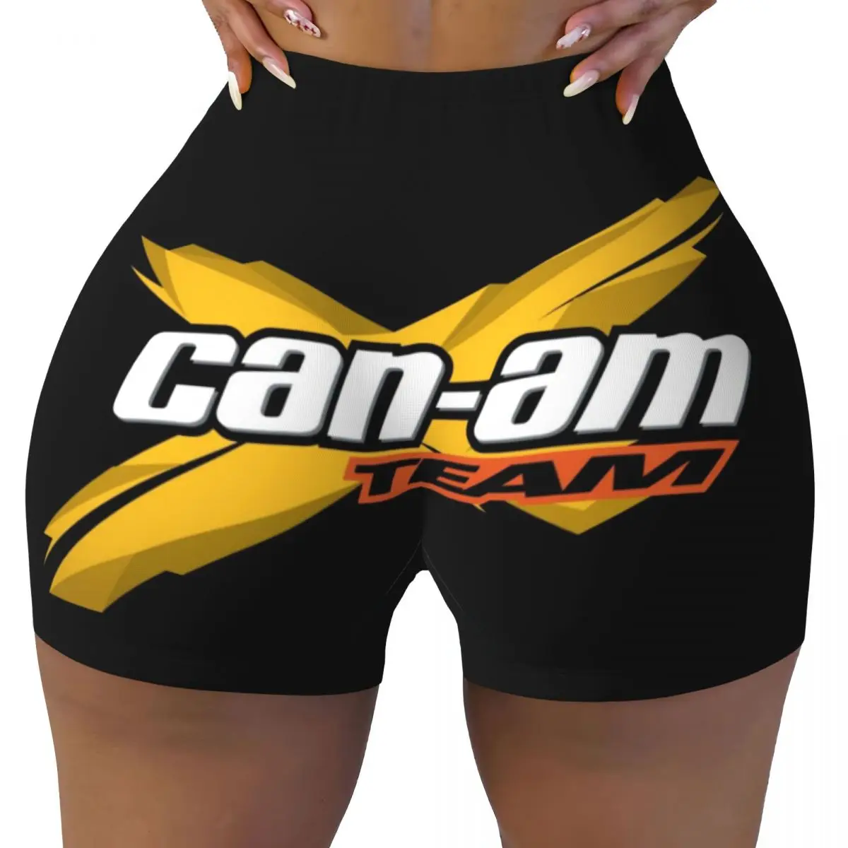 Custom Women's BRP Motorcycle Can Am Logo Workout Yoga Shorts Gym Athletic Running Volleyball Shorts