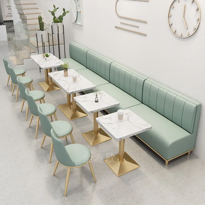 Customized casual dessert shop milk tea shop booth sofa table and chair tea house booth cafe restaurant table and chair combinat