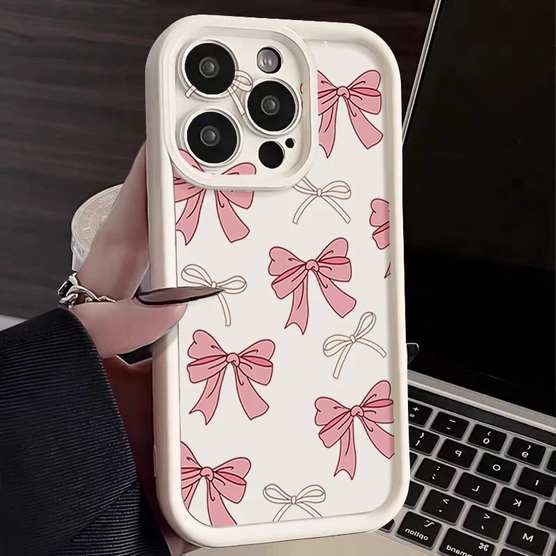 Rosa Schleife Print Handyhülle für iPhone 17 16 15 14 13 12 Pro Max 15 14 Plus 16 17 Pro 11 16e 17 Air Soft TPU Silikon Cover Fundas