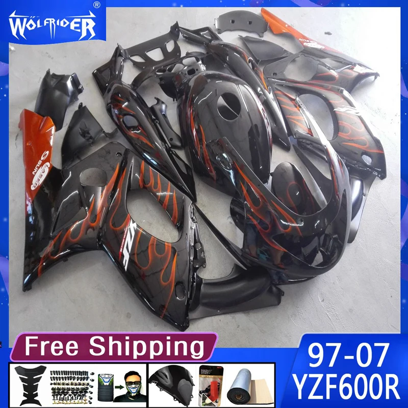 

motorcycle ABS motor Fairings kit for YZF600R1997-2007 YZF600R 97-07 Motorbike black orange Manufacturer fairing Customize cover