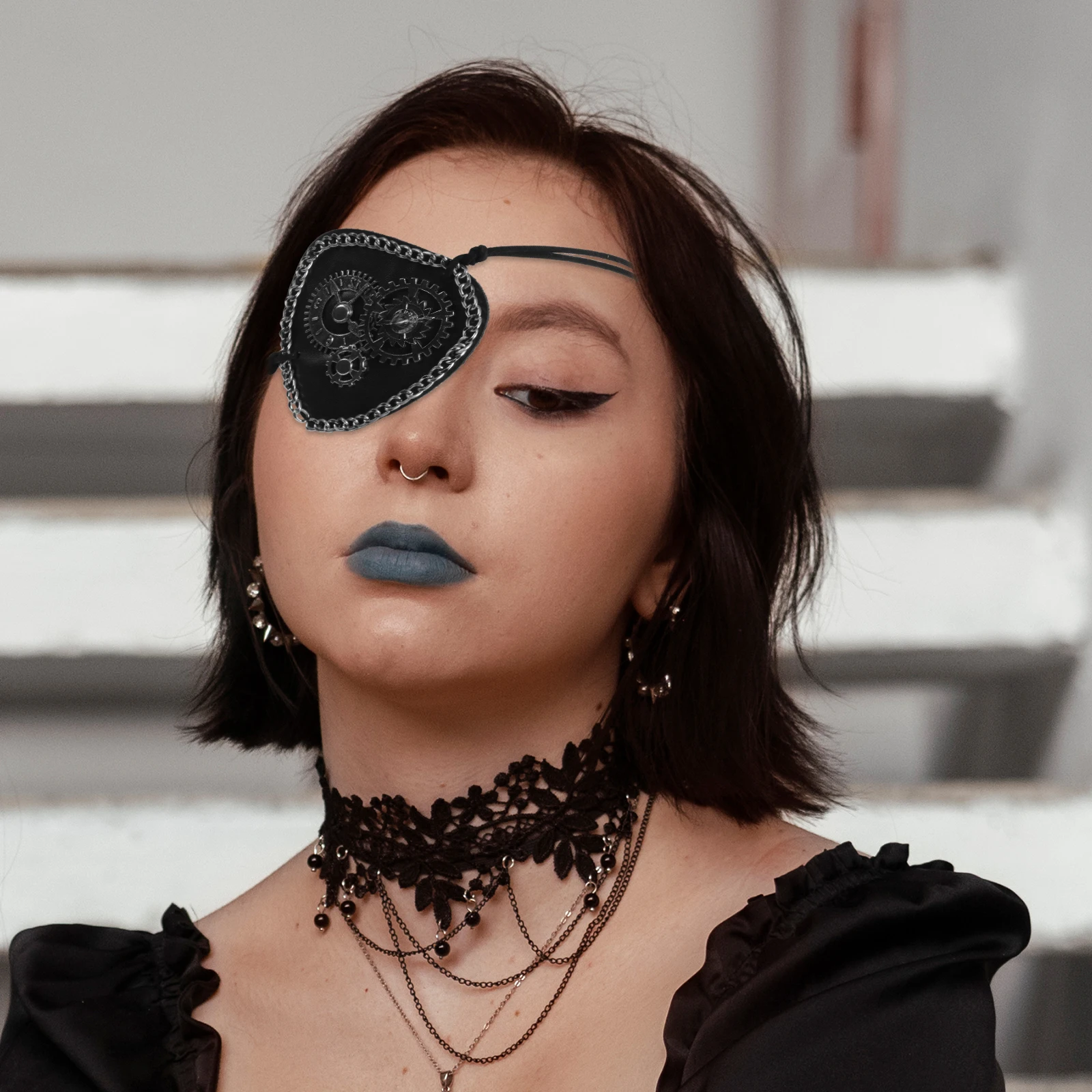 

Patch Single Eye Cover Retro Punk Lightweight Comfortable Breathable Protective Cosplay Accessory For Adults Halloween