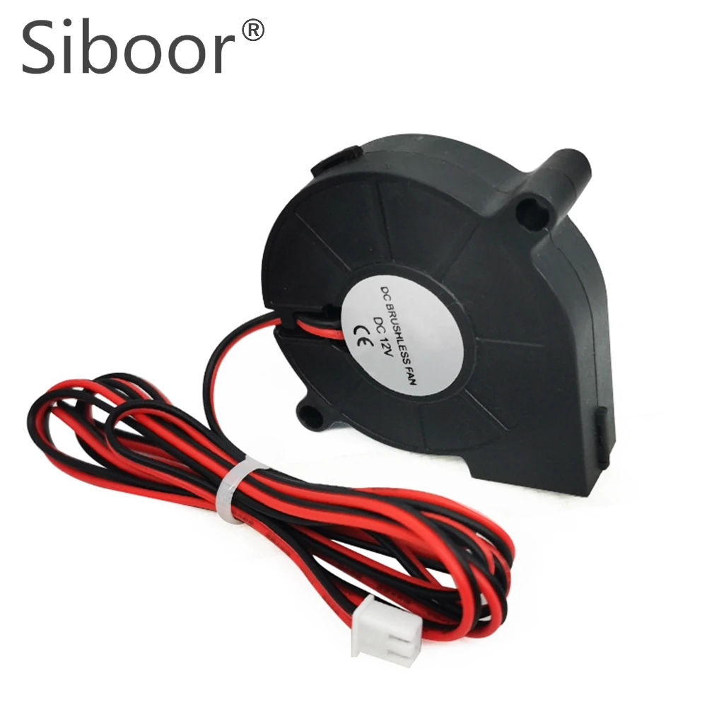 Siboor 5015 12V 24V Cooling Turbo Fan Brushless 3D Printer Parts 2 Pin For Extruder DC Cooler Blower Part Black Plastic Fans