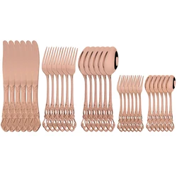 30pcs Stainless Steel Royal Cutlery Set Western Mirror Rose Dinnerware Food Tableware Christmas Knife Teaspoon Fruit Fork Gift