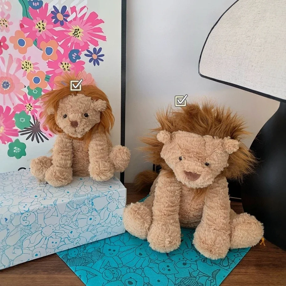 JELLYCAT wavy hair little lion doll soft cute curly plush toy fried lion holiday gift stuffed doll cute soothing companion toy