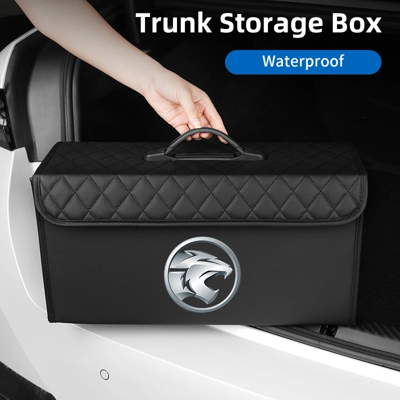 Car Trunk Organizer Leather Foldable Long Storage Box For Proton Exora Iriz R3 Wira Saga Satria Magma X50 V6 X70 L3 Accessories