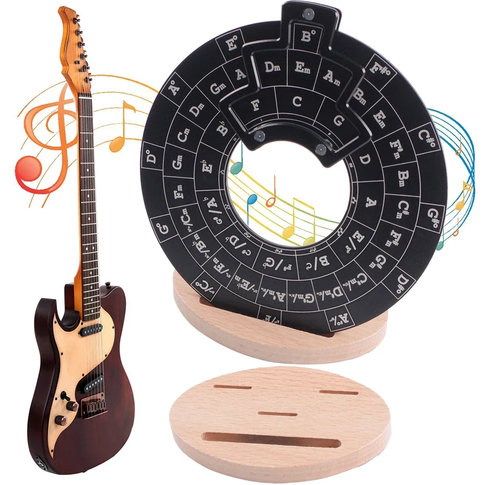 

Circle of Fifths Wheel with Stand Holder Chord Wheel Aluminium Alloy Musical Educational Tool for Musicians Songwriting