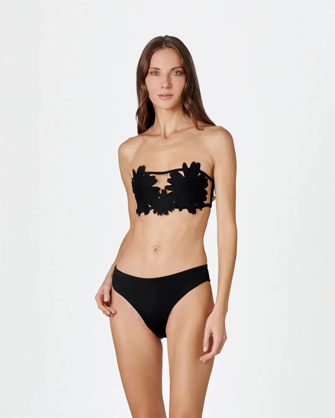 

Женский купальник-бикини с цветочным аппликационным декором, сексуальный, без бретелек, роскошный, для вечеринок