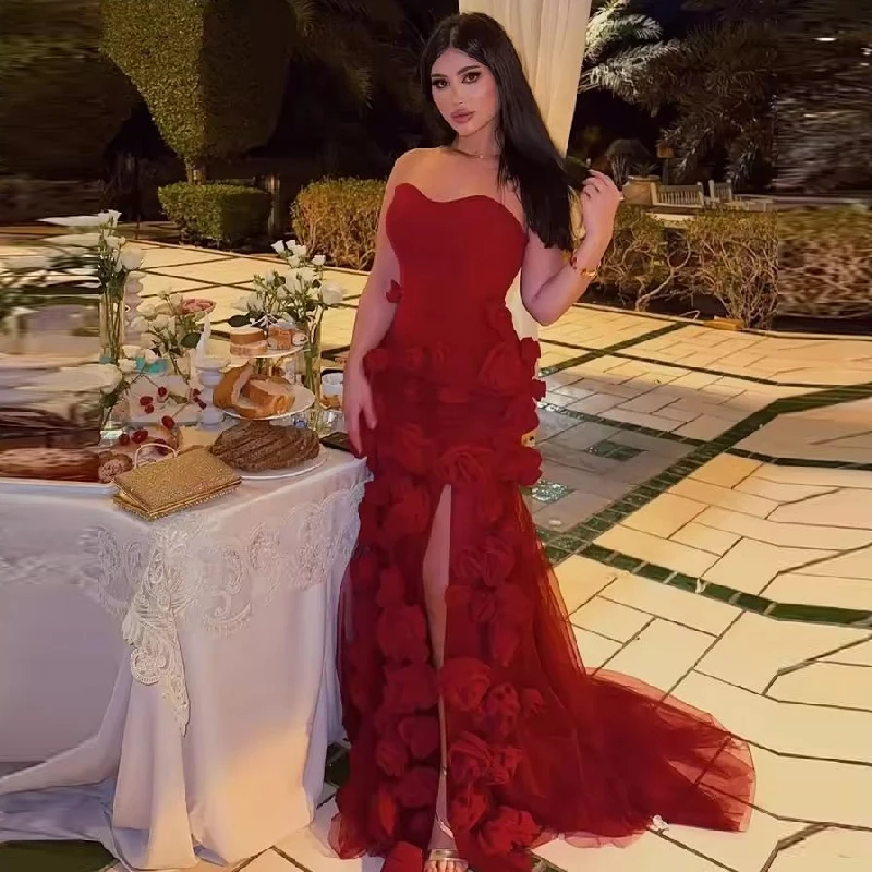 

Elegant Women Dresses for Special Occasions Mermaid Luxury Prom Dress 2025 3D Flowers Custom Made Evening Dresses Woman