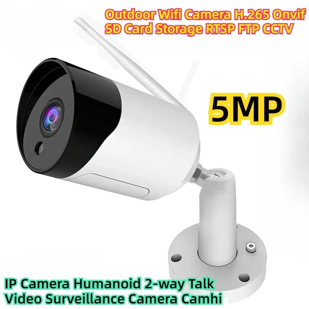 5MP Outdoor Wifi Camera H.265 Onvif SD Card Storage RTSP FTP CCTV IP Camera Humanoid 2-way Talk Video Surveillance Camera Camhi