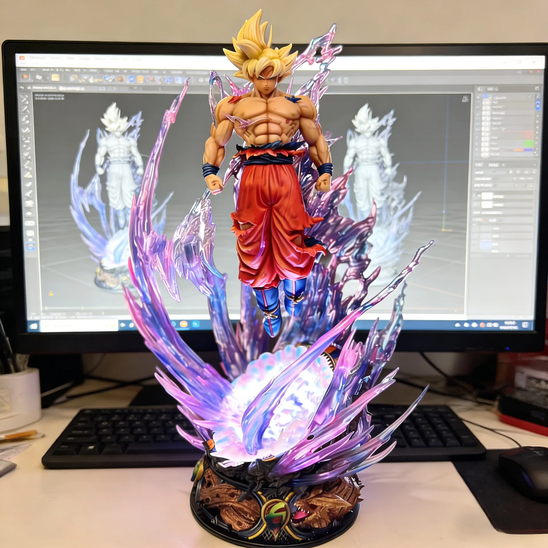 Dragon Ball Z Son Goku Ultra Instinct Figur, Kleine Super Saiyan Anime-Figur, Dekoratives Modell-Ornament, Geschenk für Fans