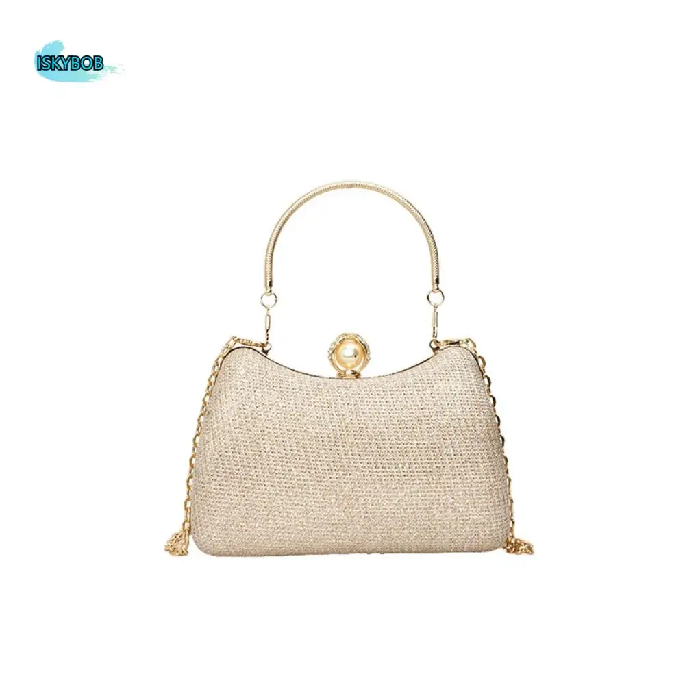 

Portable Elegant Evening Banquet Bag Metal Top Handle Large Capacity Ladies Clutch Bag Snap Closure Phone Pouch Handbag Party