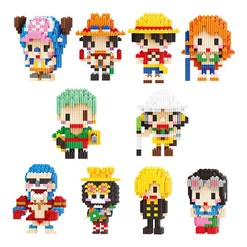 One Piece Connection Building Blocks Luffy Chopper Nami Sanji Zoro Usopp Ace Franky Brook Robi Diamond Brick Figure Toy For Kids