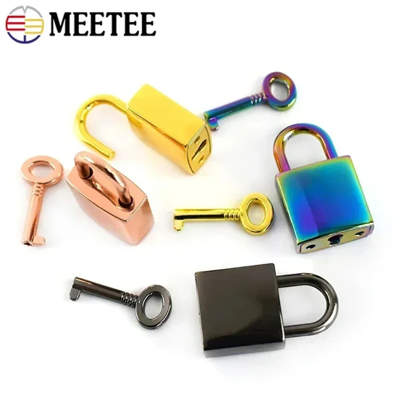 Meetee 2/5/10/20Pcs Metal Key Padlocks for Luggage Square Lock Clasp Bags Handbags Padlock Decorative Closure Buckle Accessories