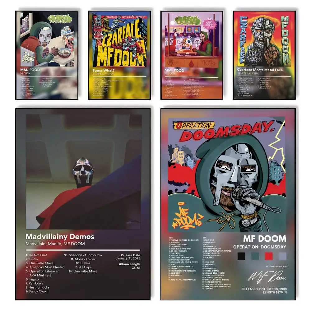 Jazz Hip Hop M-MF DOOM Poster Music Album Wall Art Poster | Vinyl Record Cover Decor for Bedroom Living Room Gift